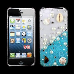iPhone 5S 5 3D Clear Crystal Diamond Case (Blue Sea Shell)